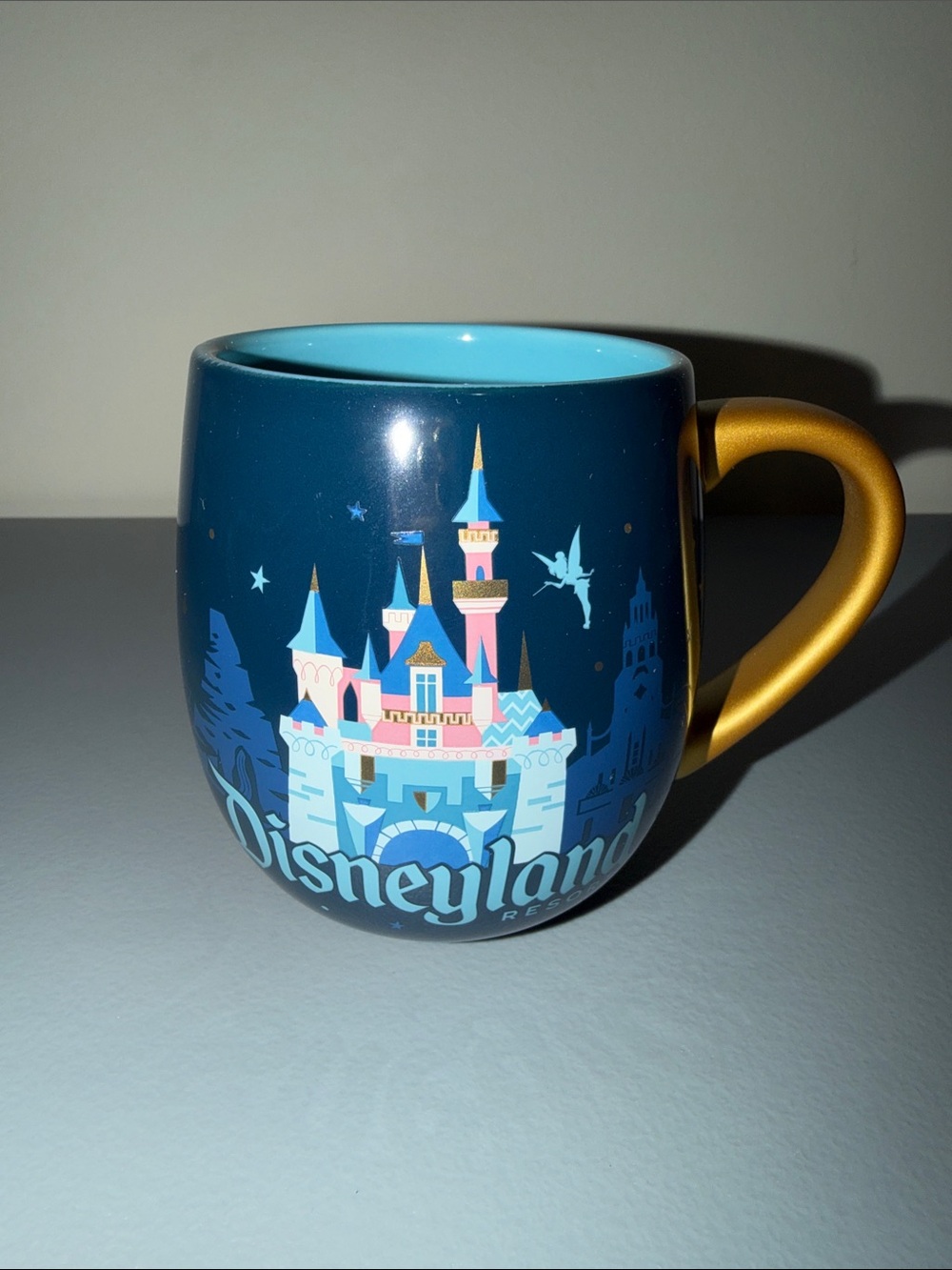 Disney Resorts Dark Blue & Light Blue Castle Mug with Gold Handle